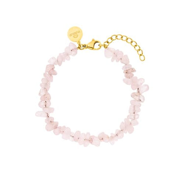Purelei Rose Quartz Armband, Damen Armband aus langlebigem Edelstahl, Wasserfestes Armband aus natürlichem Rosenquarz, 16-19 cm Länge verstellbar (Gold) im Sale